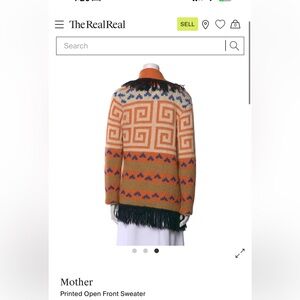 Mother Women's Orange Patterned Fringe Hem Sweater